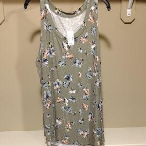 Maurices Olive Green Floral Scoop Neck Tank
